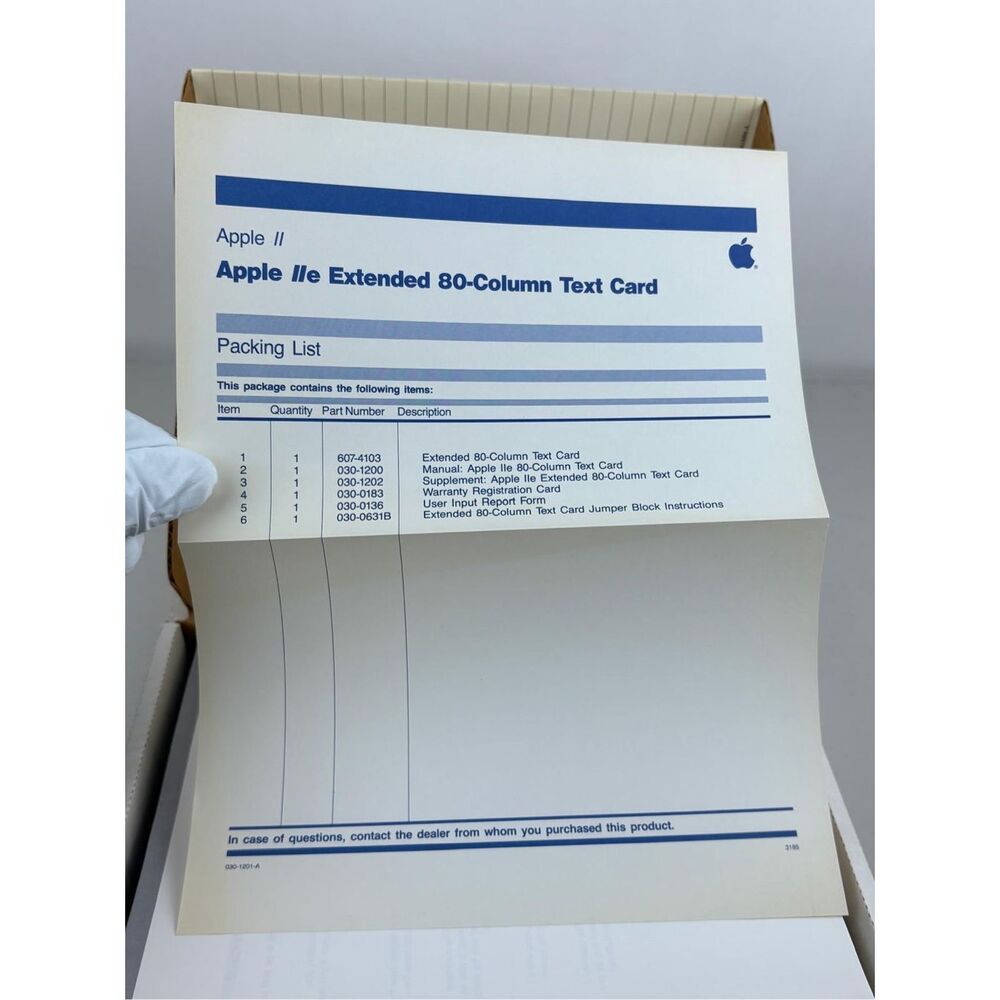 New Open Box Vintage Apple IIe Extended 80 Column Text Card Manual Chip 607-0103 - Picture 5 of 9